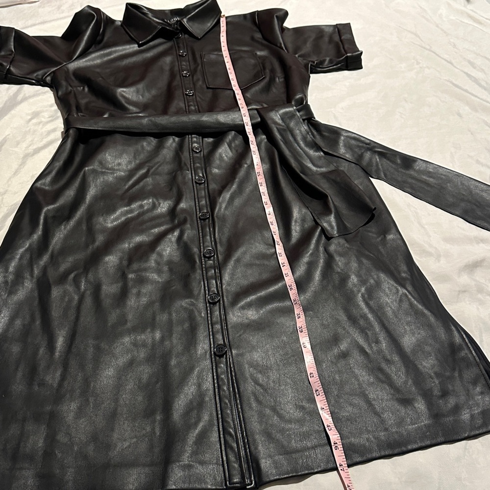 Eloquii Faux Leather Trench Dress Sz 18 - Picture 6 of 12